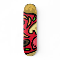 Mushroom and pepperoni pizza slice skateboard decks