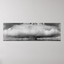 Mushroom cloud from an atomic bomb explosion poster