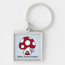 Mushroom Toadstool Fairy House Home Sweet Gnome Keychains
