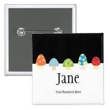 Mushrooms Name Badge Button