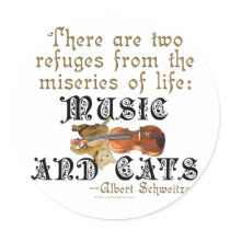 Music and Cats Round Sticker