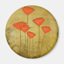 Music and Poppies Fridge Magnets