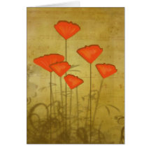Music and Poppies Greeting Cards