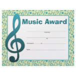 Music Award Certificate Customized Letterhead
