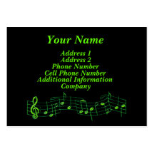 Music Business Card - Green Musical Notes