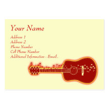 Music Business Card - Red Guitar