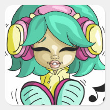 Music cutie square sticker