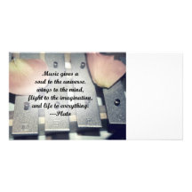 Music gives soul bells rose design photo greeting card