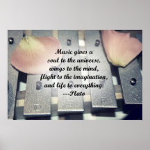 Music gives soul bells rose design posters