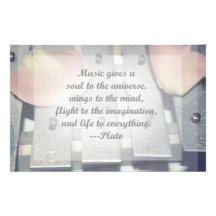 Music gives soul bells rose design custom stationery