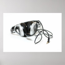 Music Headphones, Cable and Jack Poster