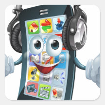 Music headphones phone square stickers