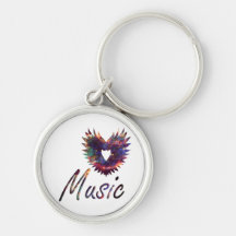 Music heart wing below nebula 1 keychain