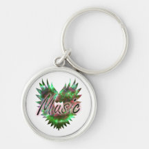 Music heart wing overly nebula 1 green pink keychains