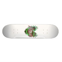 Music heart wing overly nebula 1 green pink skate board