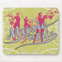 Music is Life T-shirts and Gifts Mouse Pads