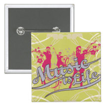 Music is Life T-shirts and Gifts Pins