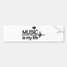 Music is my life heart bumper sticker