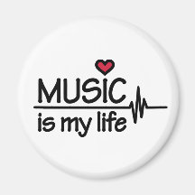 Music is my life heart fridge magnets
