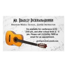 Music is thinking with sound Guitar Teacher Info Business Card Templates