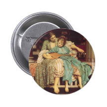 Music Lesson by Leighton, Vintage Victorian Art Pinback Buttons