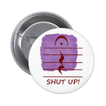 Music Notation Rest with Shut up Maroon Pinback Buttons
