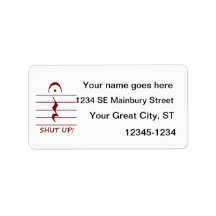Music Notation Rest with Shut up Maroon Personalized Address Labels