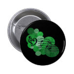 Music notes and polka dots – bright green pin