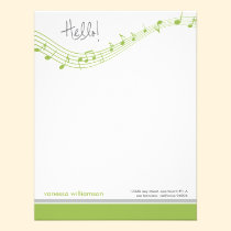Music Notes Custom Flat Note Cards (lime) invitations