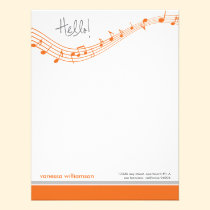 Music Notes Custom Flat Note Cards (orange) invitations