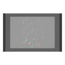 music notes drawn on dark background stationery design
