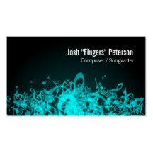 Music Notes Jumble Turquoise Business Card