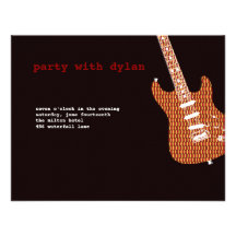 Music Rock Star Bar Mitzvah Reception Custom Invitation