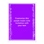 Music sheet notes on purple invitations