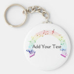 Music Staff Semi-Circle Rainbow on White Keychain