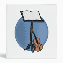 Music Stand With Violin and Blue Circle 3 Ring Binder