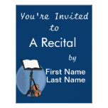 Music Stand With Violin and Blue Circle Invitation