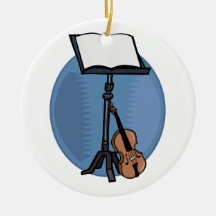 Music Stand With Violin and Blue Circle Ornament