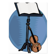 Music Stand With Violin and Blue Circle Postcards