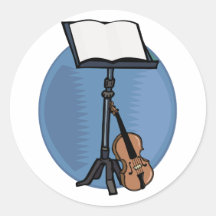 Music Stand With Violin and Blue Circle Sticker