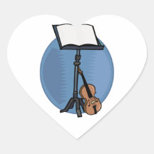 Music Stand With Violin and Blue Circle Stickers