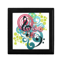 Music Swirl wooden gift and jewellery box