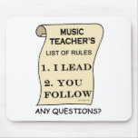 Music Teacher List Of Rules Mouse Pads
