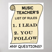 Music Teachers List Of Rules Posters