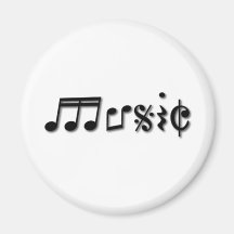 Music Text Design Refrigerator Magnet