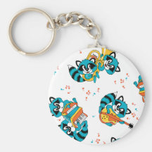 Musical Blue Racoons Keychain