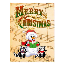 Musical Christmas Greetings Post Cards