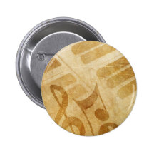 MUSICAL GRUNGE NOTES PIANO BACKGROUNDS FADED VINTA BUTTON