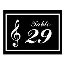 Musical Note Table Numbers (Black / White) Post Cards