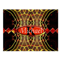 Musical Notes Color Burst Monogram Post Card
